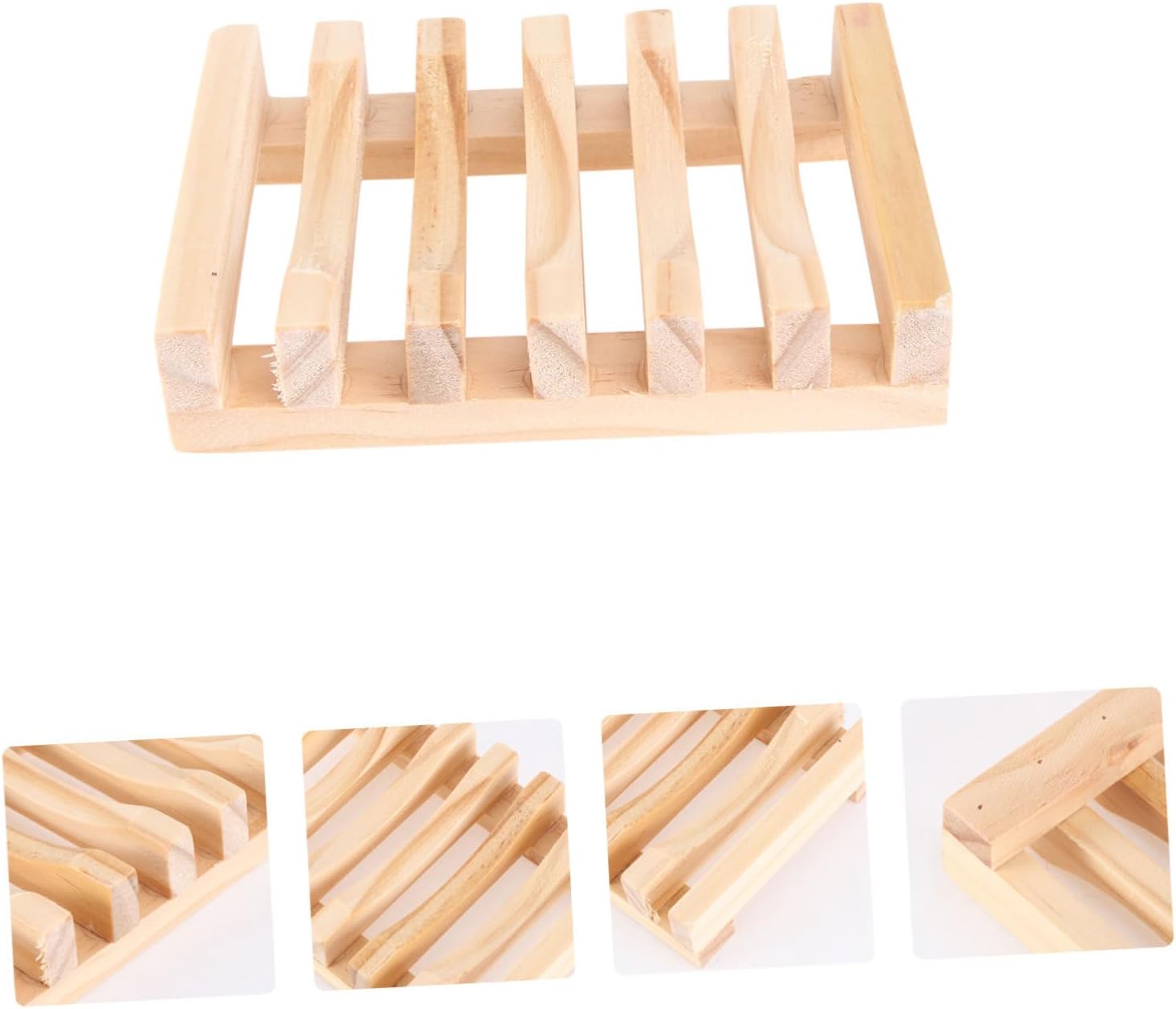 Luxshiny 2pcs Bamboo Soap Rack Draining Tray Wooden Holder