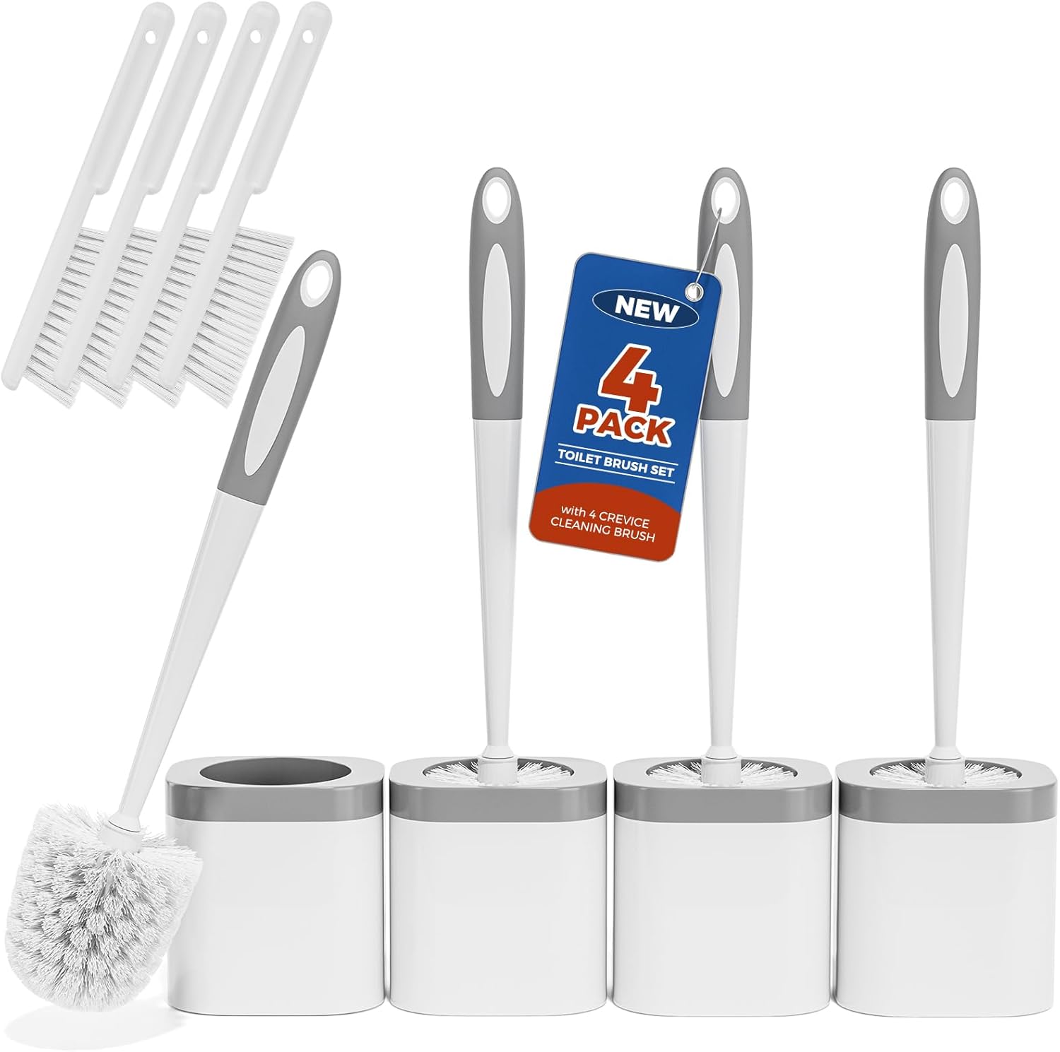 Holaloha 4 Pack Toilet Brush and Holder Set