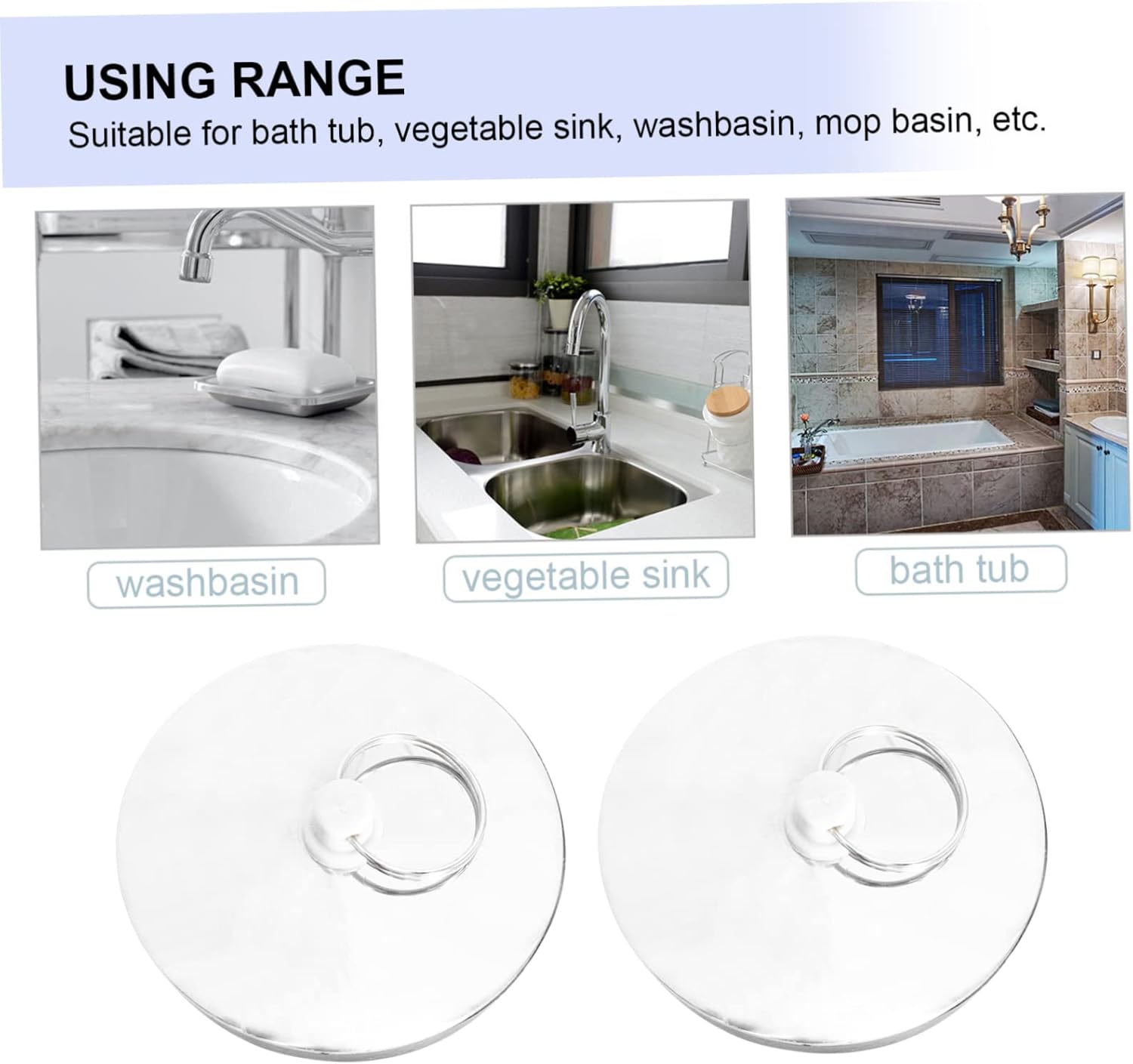 HOMSFOU 3 Pack Bathtub Drain Plug with Large Cover Area