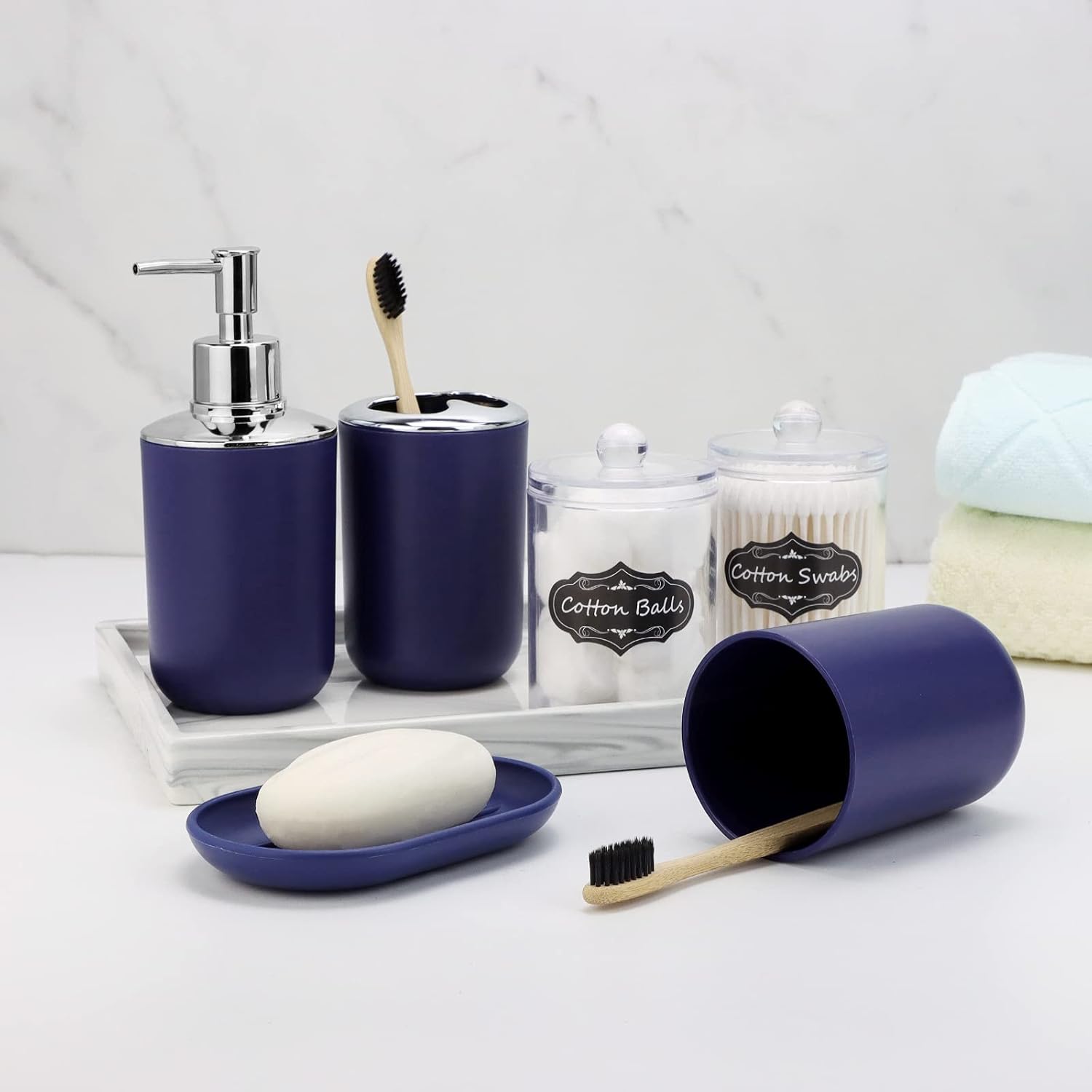 IMAVO 9-Piece Blue Bathroom Accessory Set