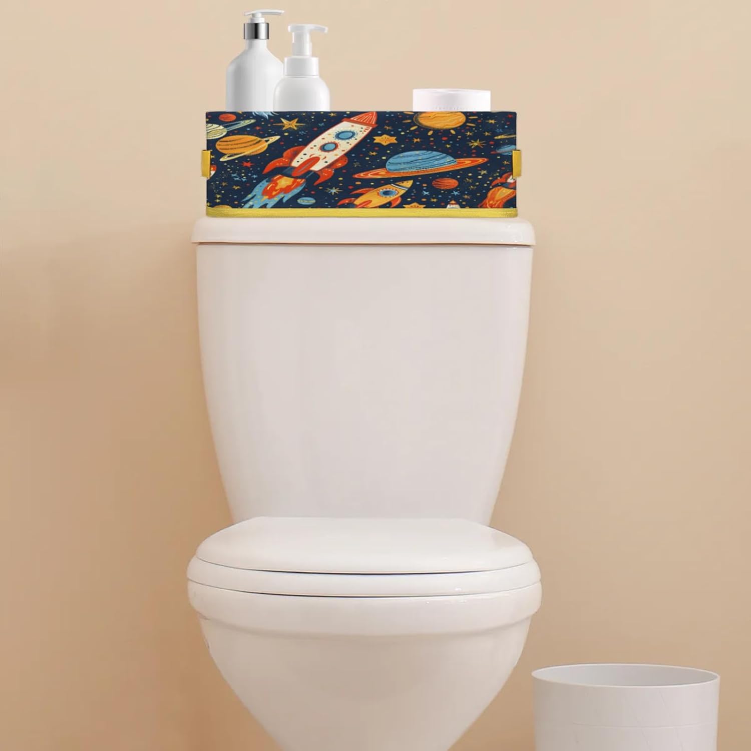 Space Rockets Planet Toilet Paper Basket with Handles