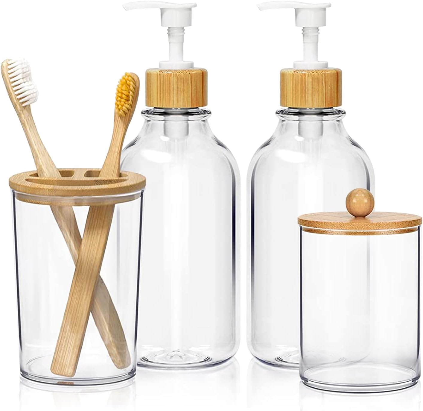 OTOSTAR Bamboo Bathroom Accessory Set 4 Pcs