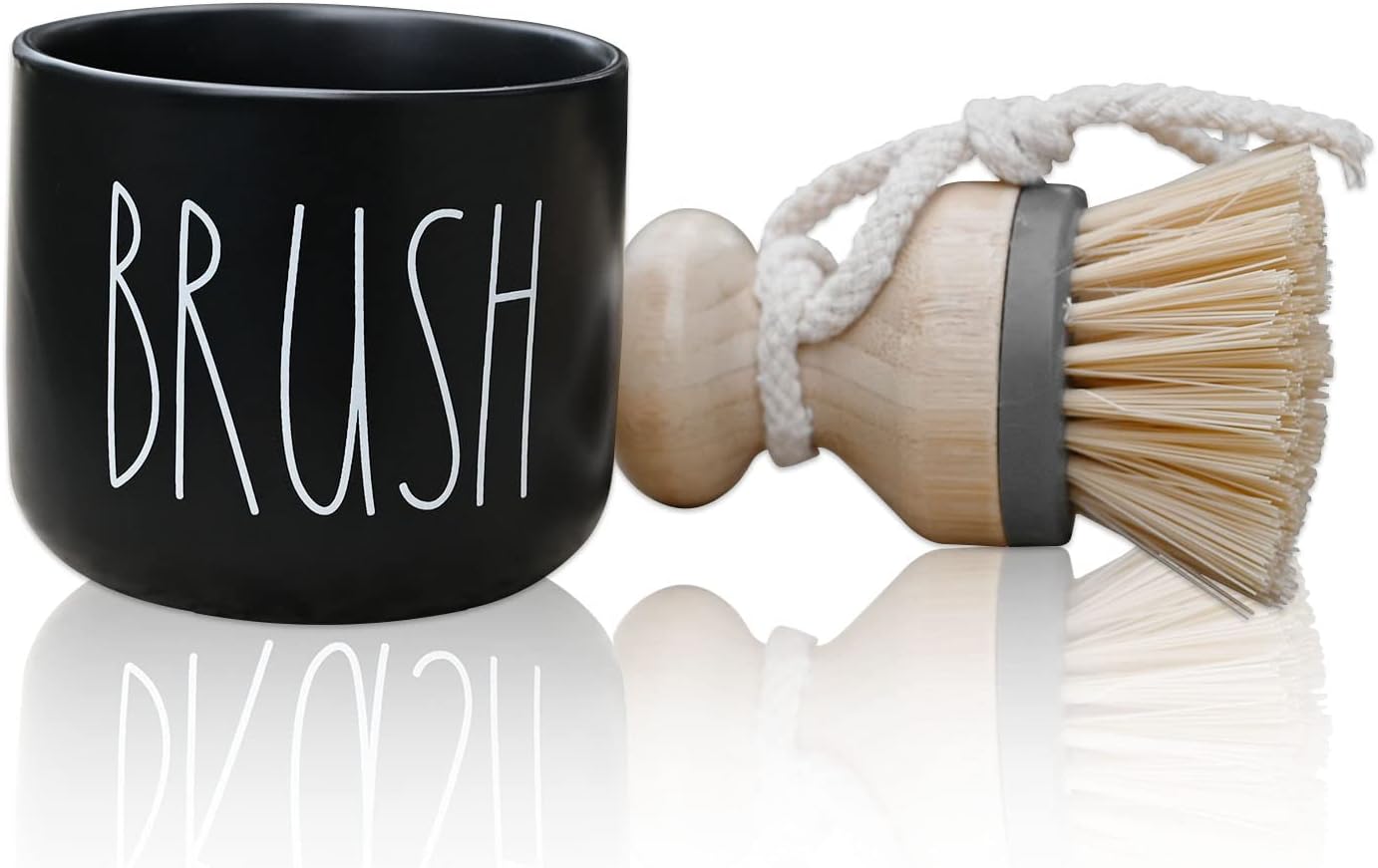 CHONIC Bamboo Dish Brush with Ceramic Holder