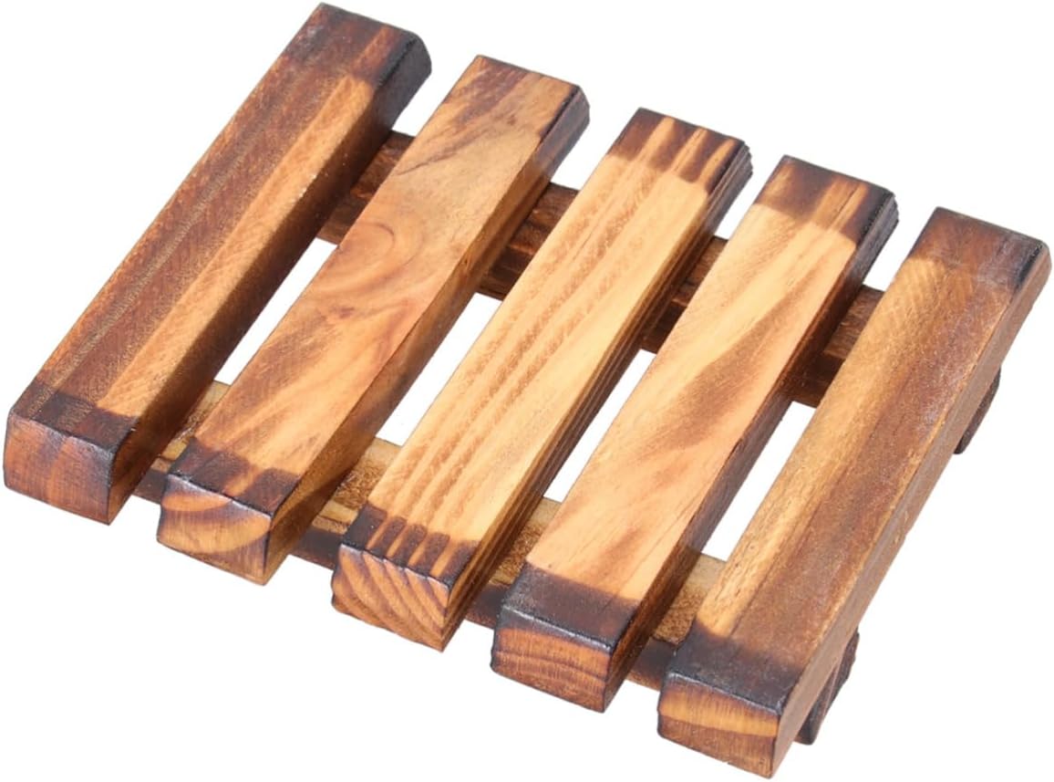 Vintage Carbonized Wood Soap Holder with Drainage