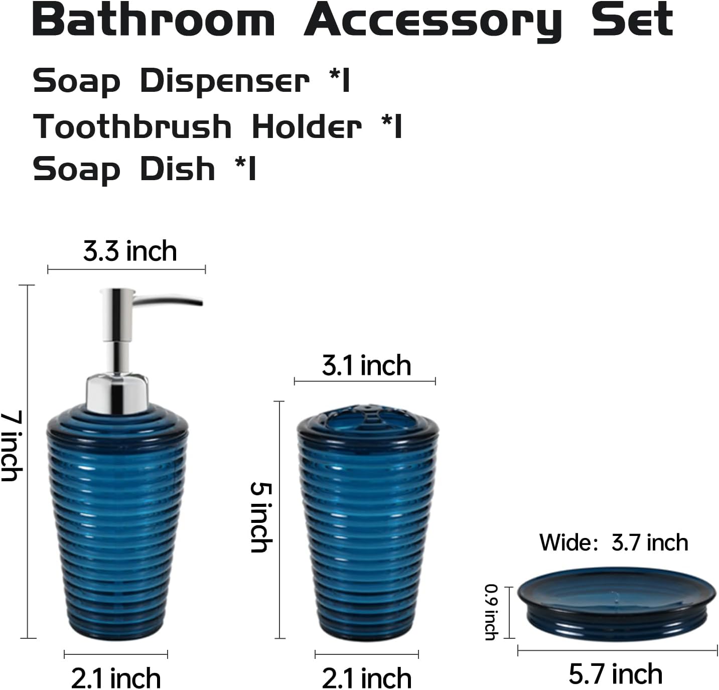 MiraFure 3-Piece Blue Bathroom Decor Set 1