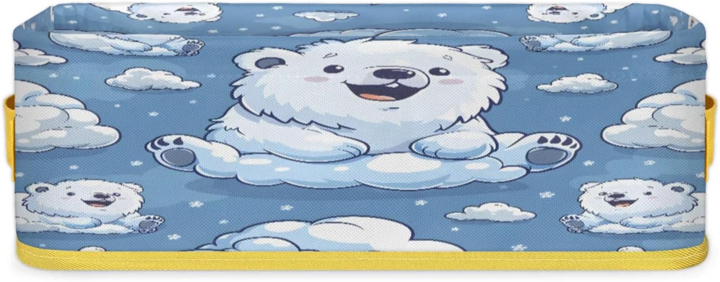 Cute Cartoon Polar Bear Toilet Paper Basket with Handles