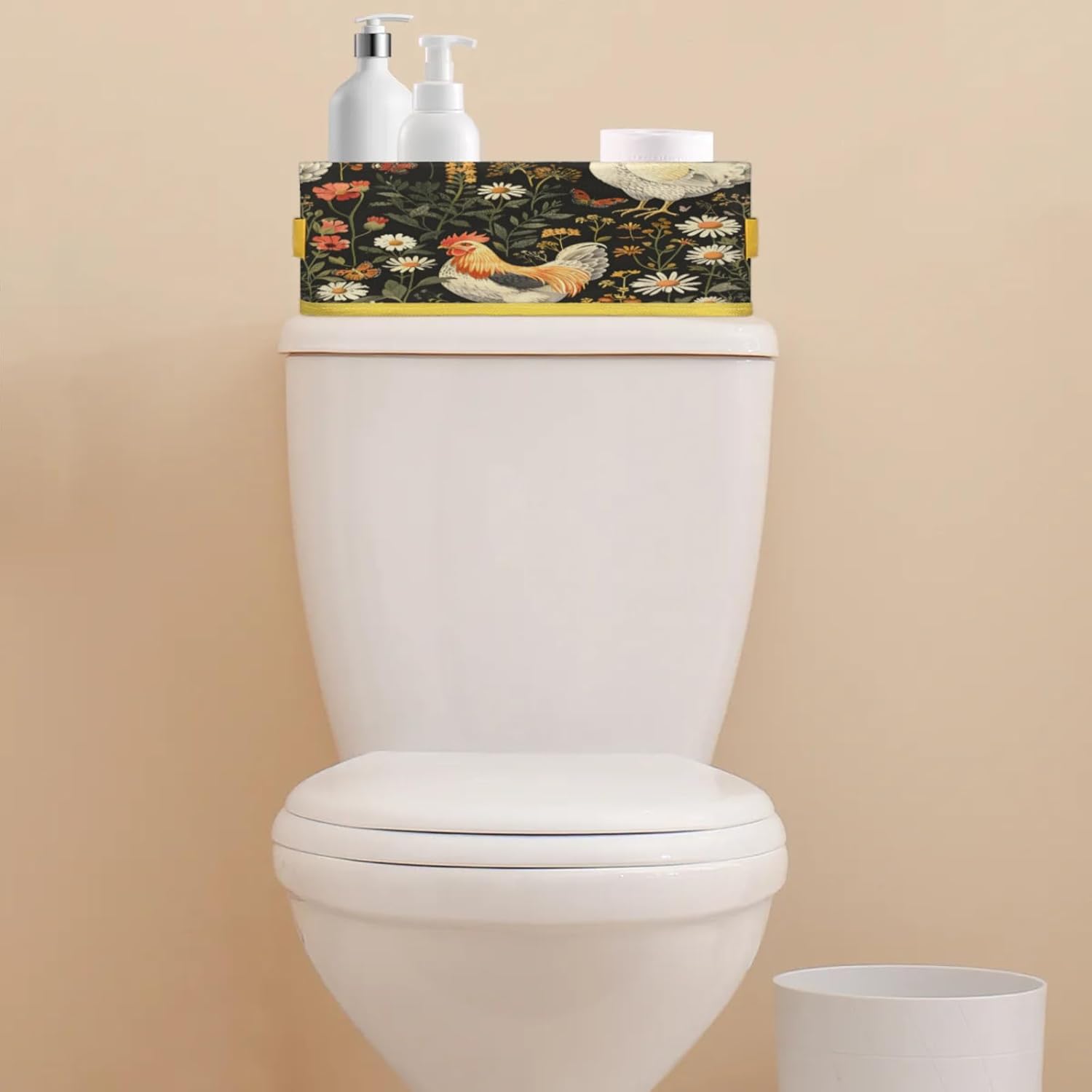 Farm Rooster Toilet Paper Storage Basket with Handles