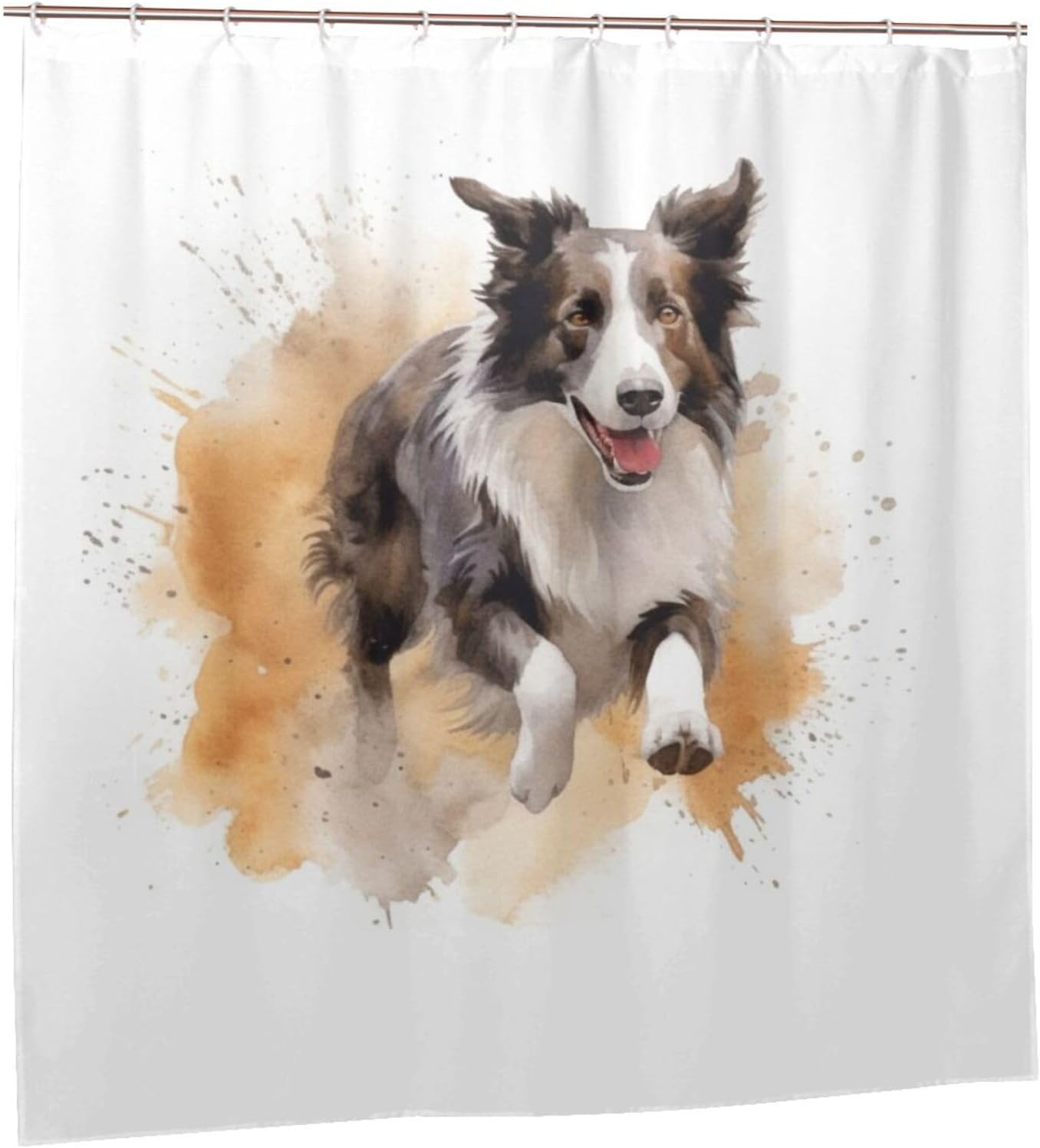 Black White Dog Shower Curtain Set with 12 Hooks 72x72in 1