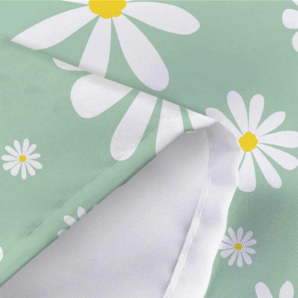 Green Daisy Floral Shower Curtain Set