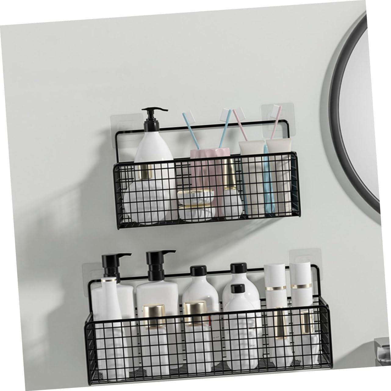 Collbath Shower Basket Wall Mounted Organizer No Drilling
