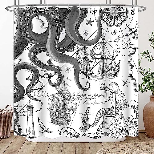 Fungarth Nautical Octopus Shower Curtain Set