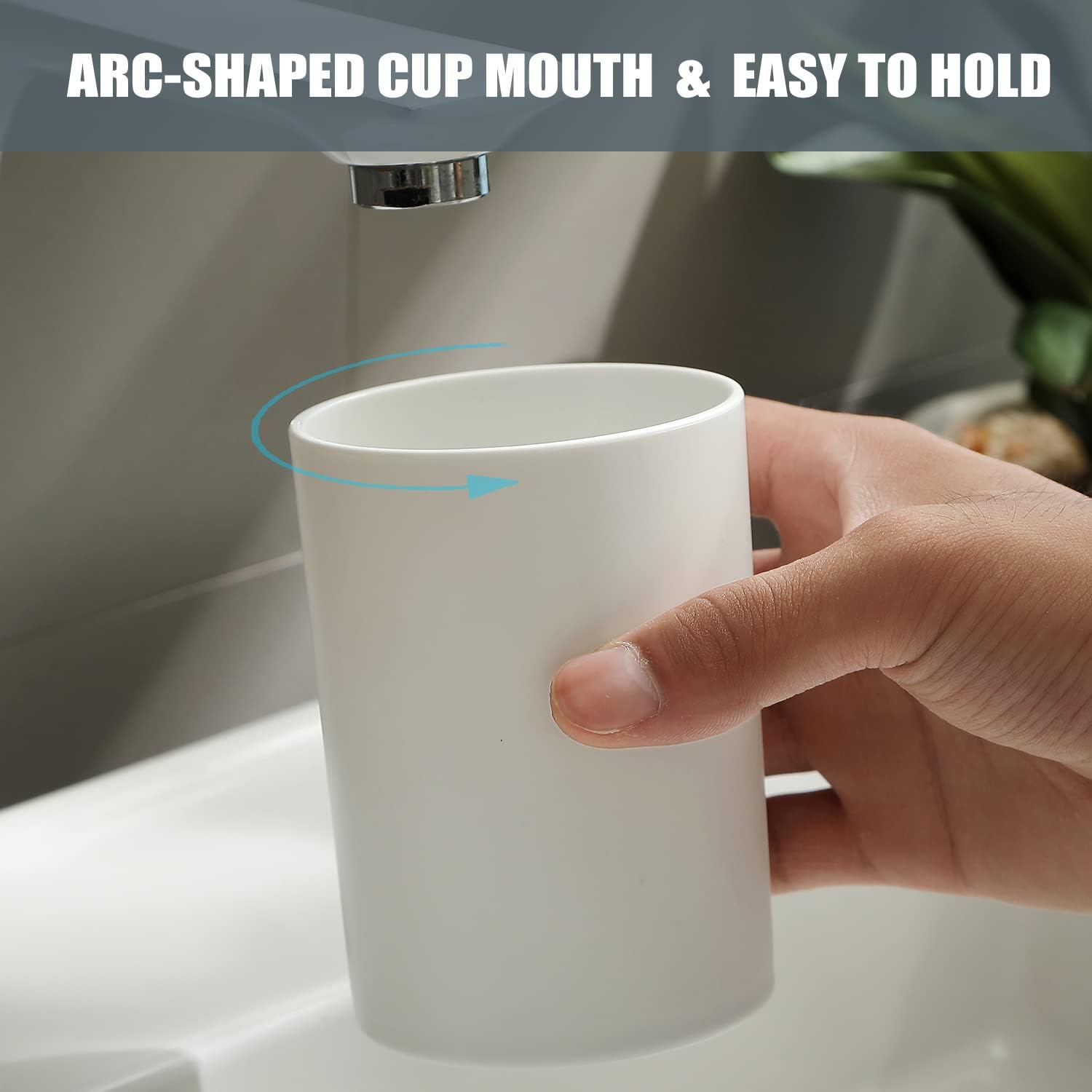 DeTii 105oz Reusable Bathroom Tumbler Cup 2PCS White