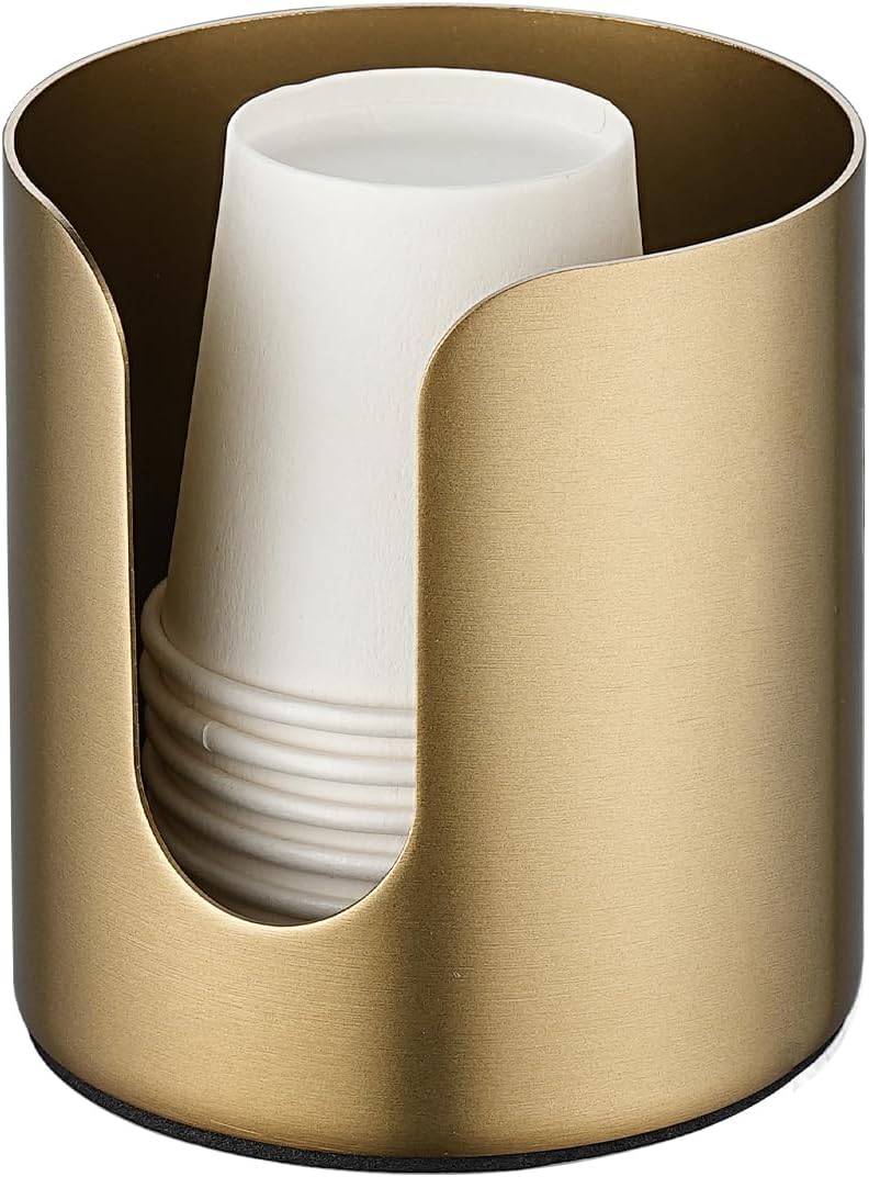 JQK Gold Bathroom Cup Dispenser for 3 oz or 5 oz