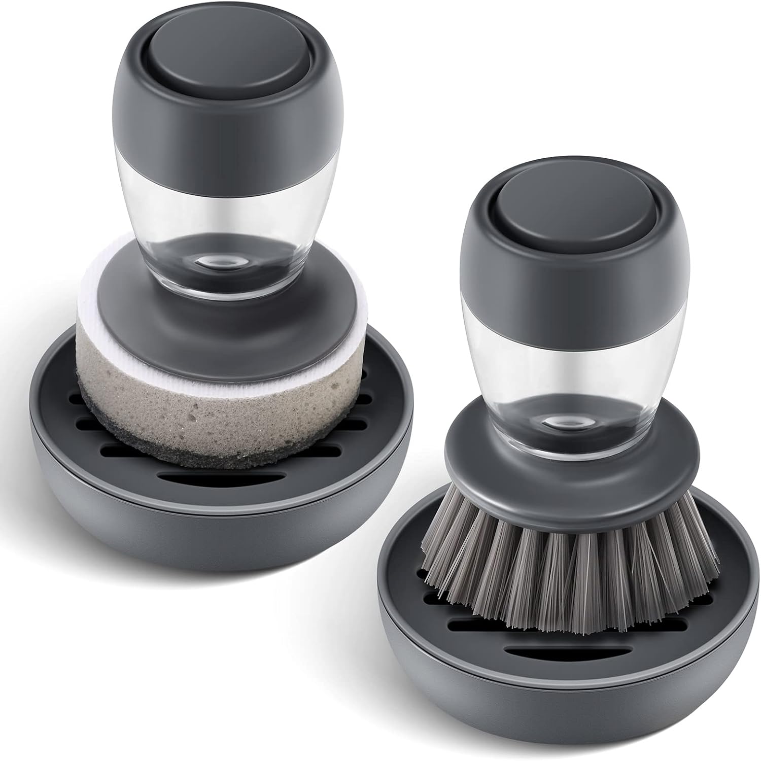 SUBEKYU Dish Brush with Soap Dispenser Set of 2