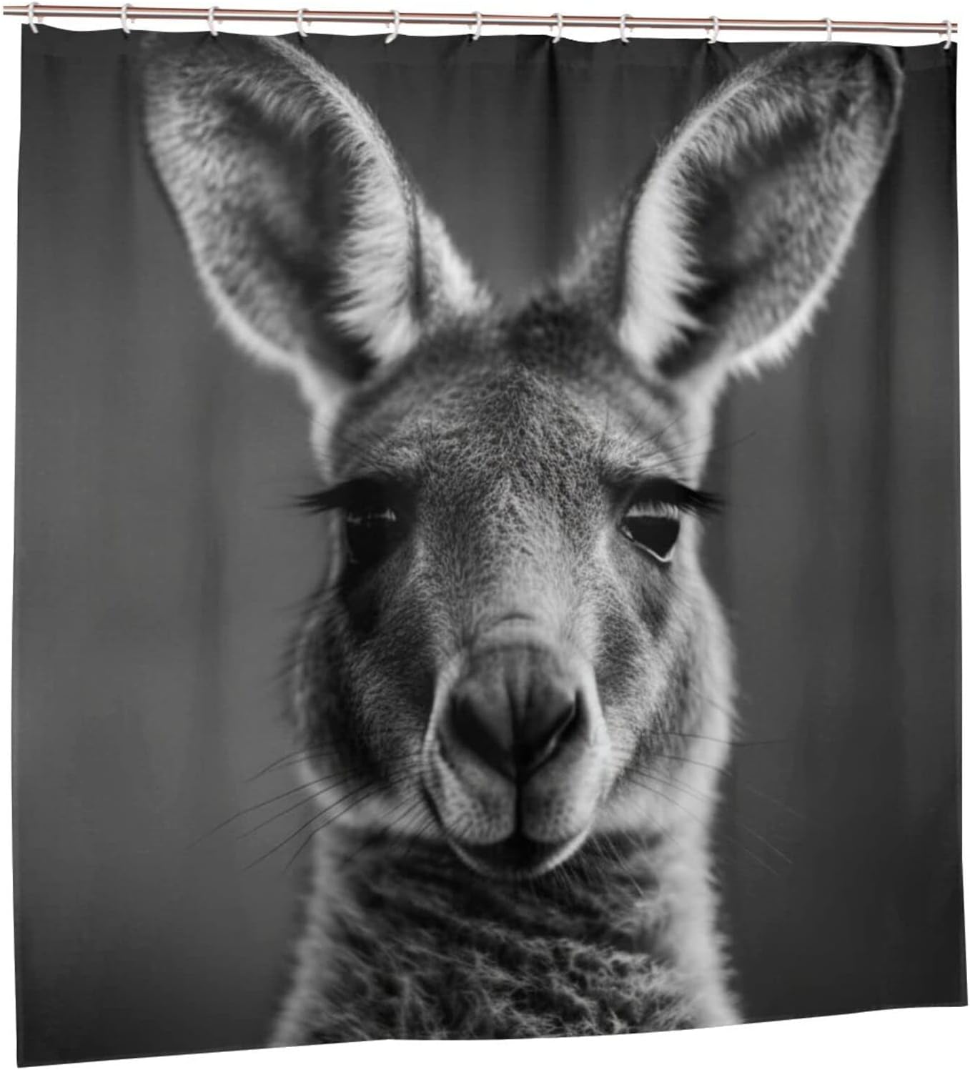 Kangaroo Pattern Waterproof Shower Curtain Set with 12 Hooks 72x72in