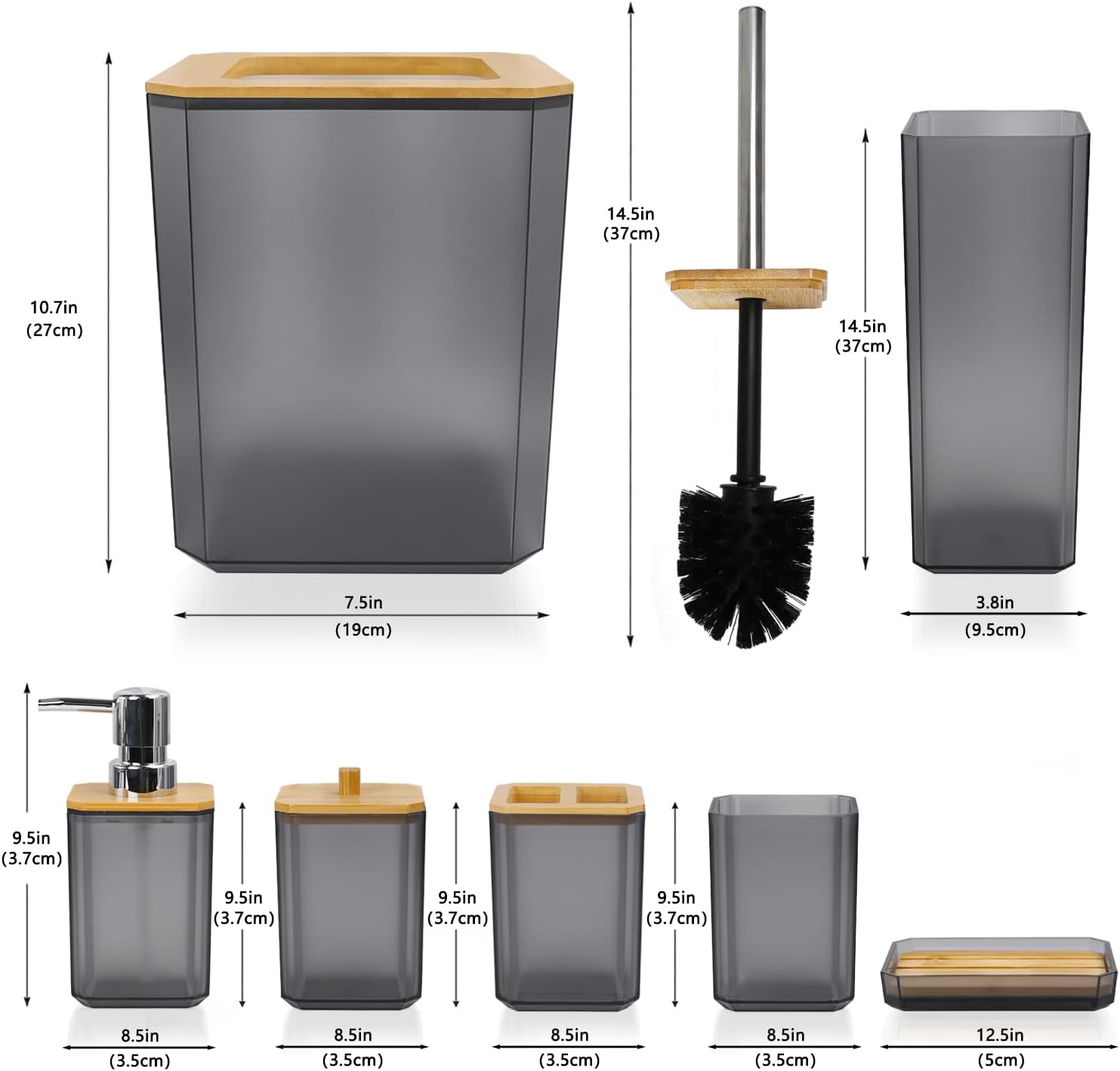 CERBIOR 7-Piece Bathroom Accessory Set Matte Black 1