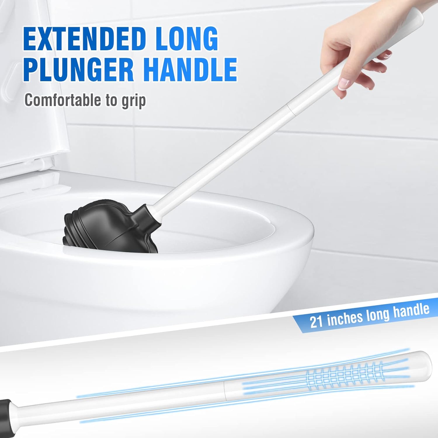 UPTRONIC 3 Pack Toilet Plunger with Holder 1
