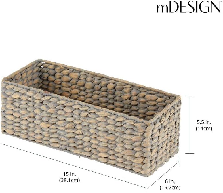 mDesign Woven Hyacinth Toilet Paper Holder - 2 Pack Gray
