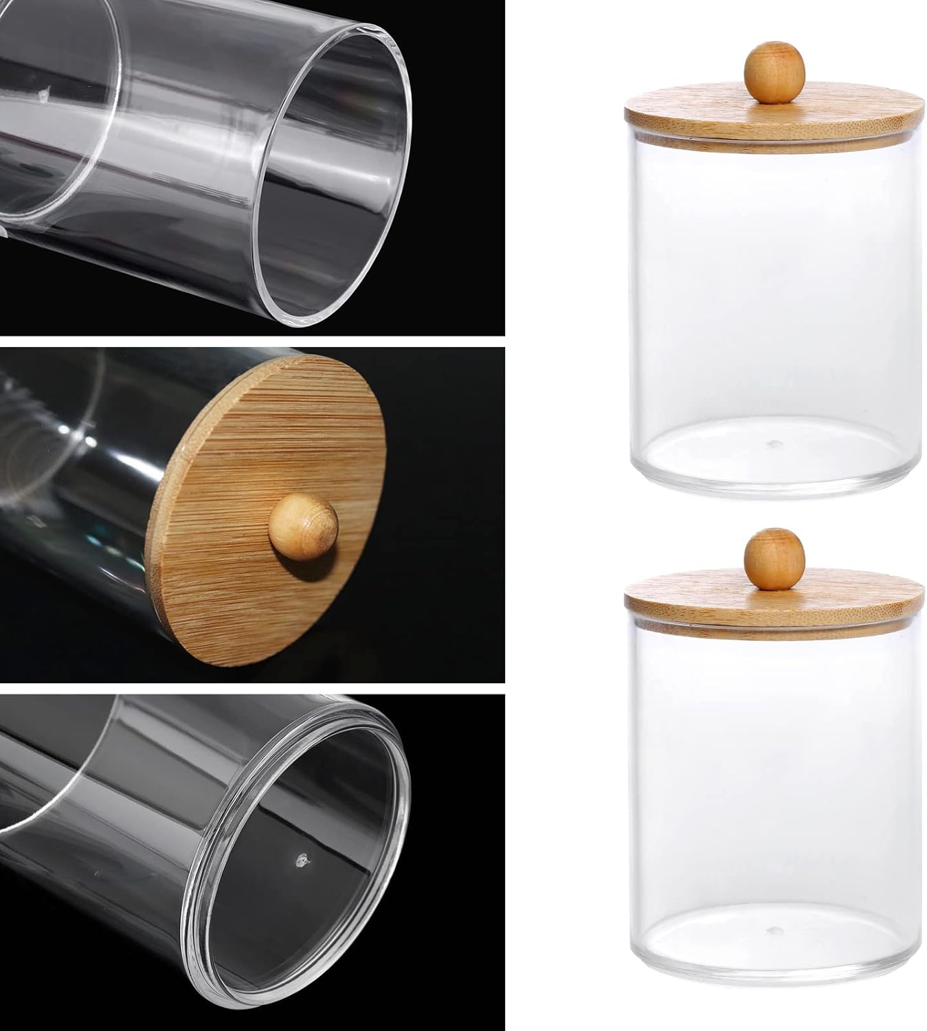 Tbestmax 6 Pack Qtip Holder Jars with Bamboo Lids 1