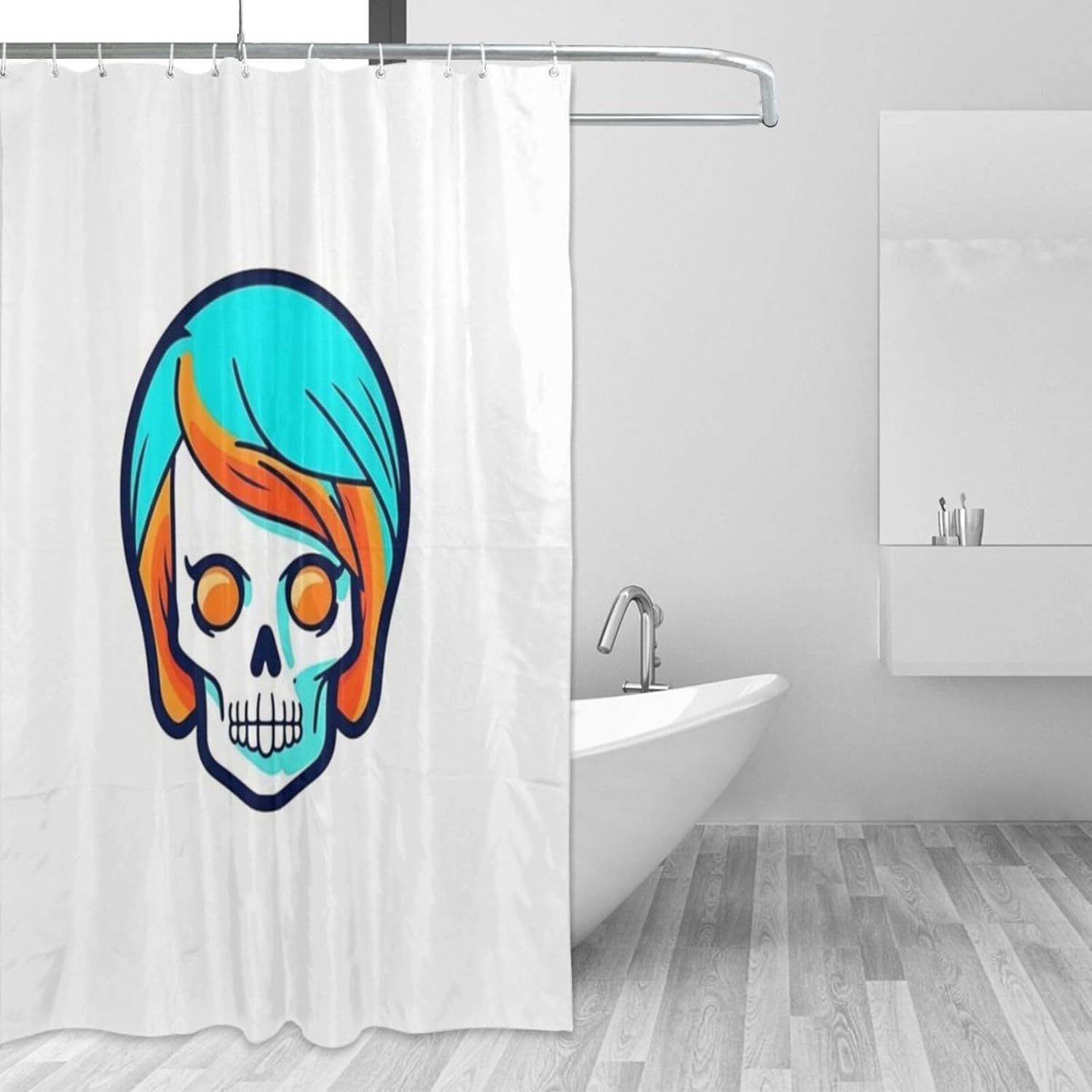 TIYAANDSY Cartoon Skull Shower Curtain Set 1