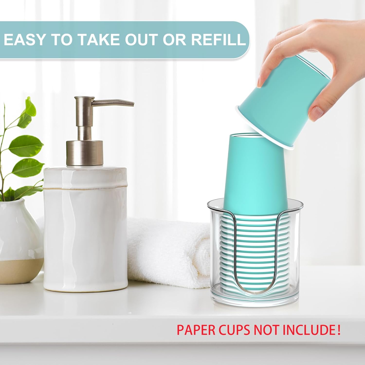 2 Pack Clear Bathroom Cup Dispenser for 3oz Cups