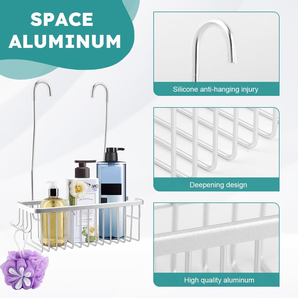 Kakalote Silver Shower Caddy with Hooks