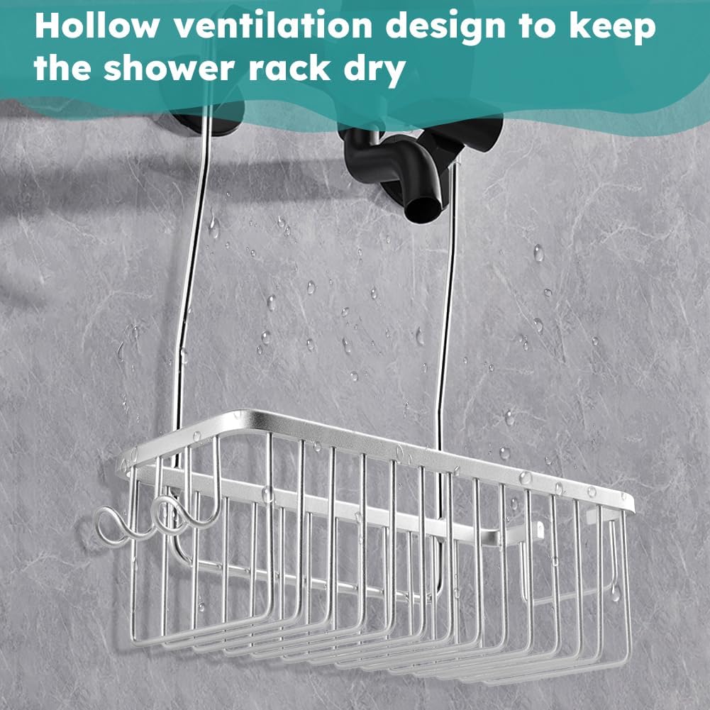 Kakalote Silver Shower Caddy with Hooks