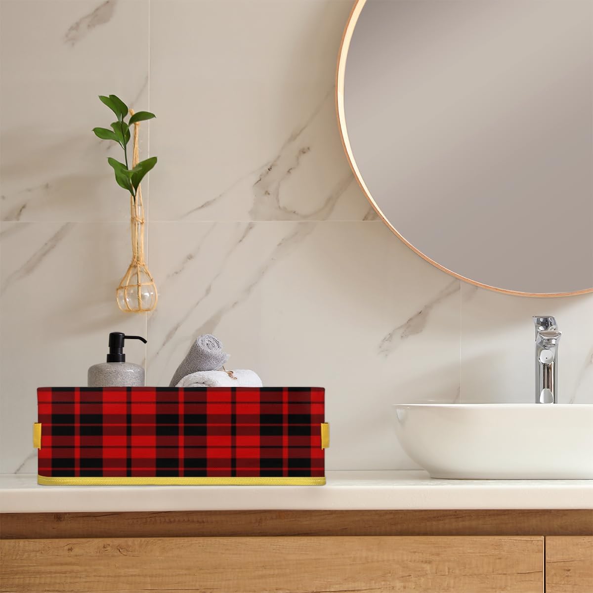 Red And Black Checkered Foldable Storage Baskets 2-Pack 1