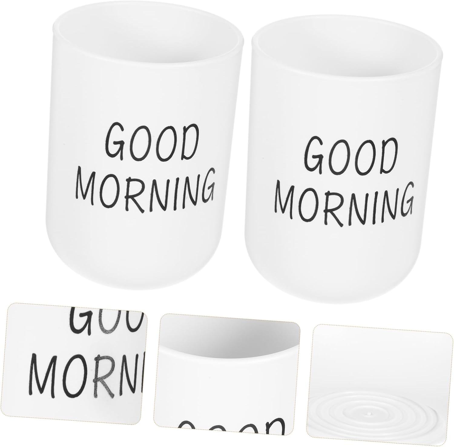 2pcs Frosted Bathroom Toothbrush Holder Cups Modern Design
