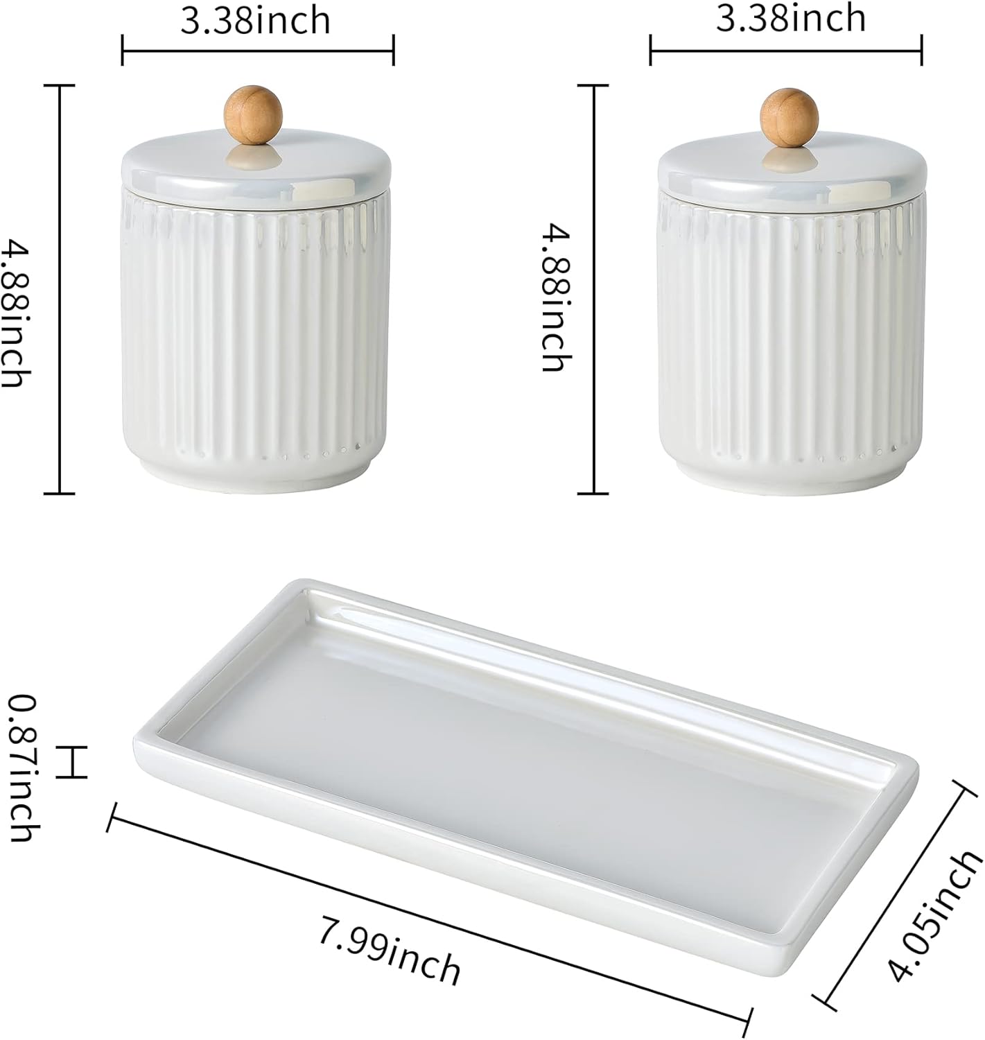 Redelaenor Ceramic Canister Set with Vanity Tray 1