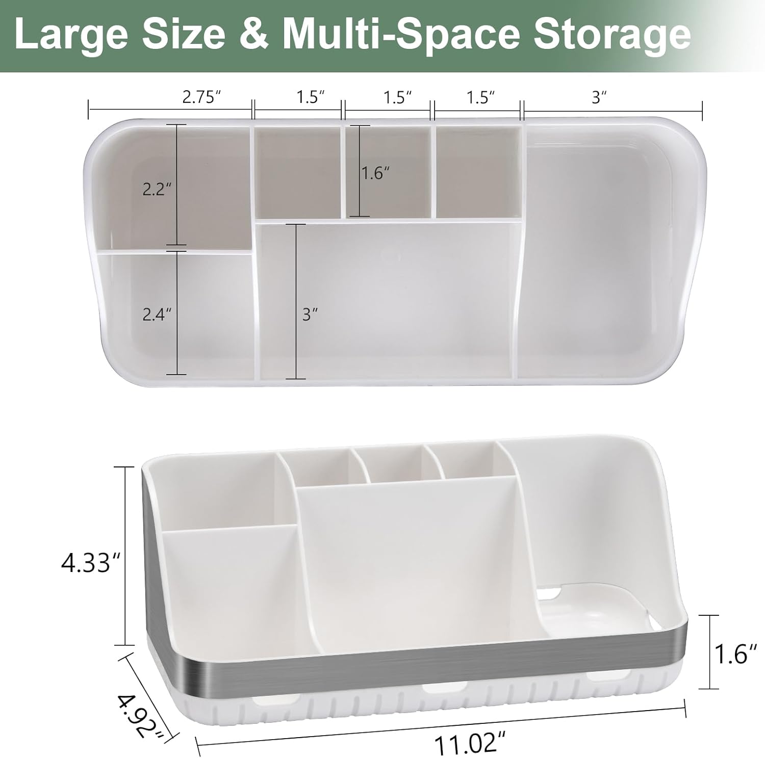GFWARE Silver Toothbrush Holder Organizer 7 Slots