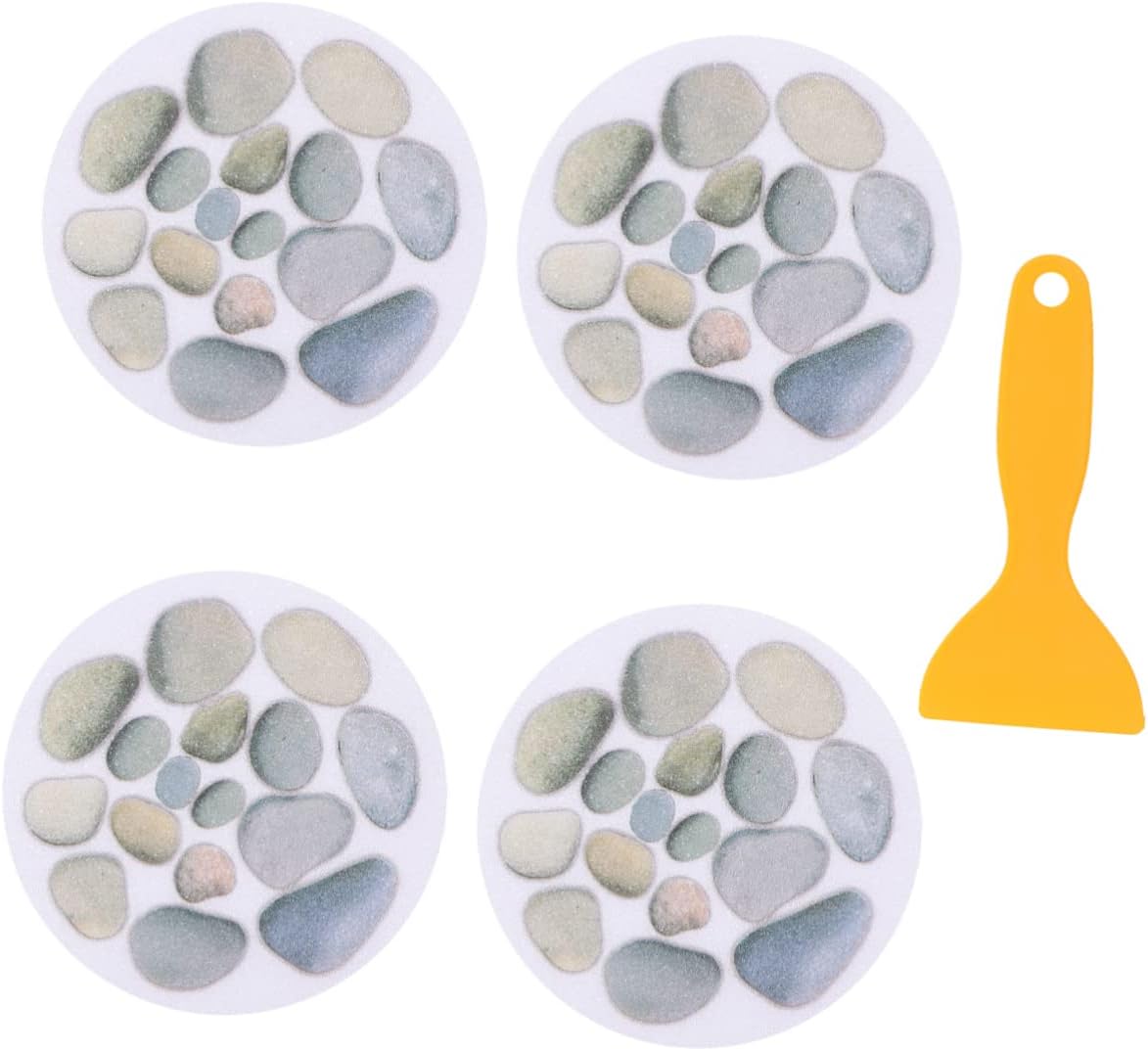 4pcs Bathtub Anti Slip Stickers Stone Pattern Safety Decals