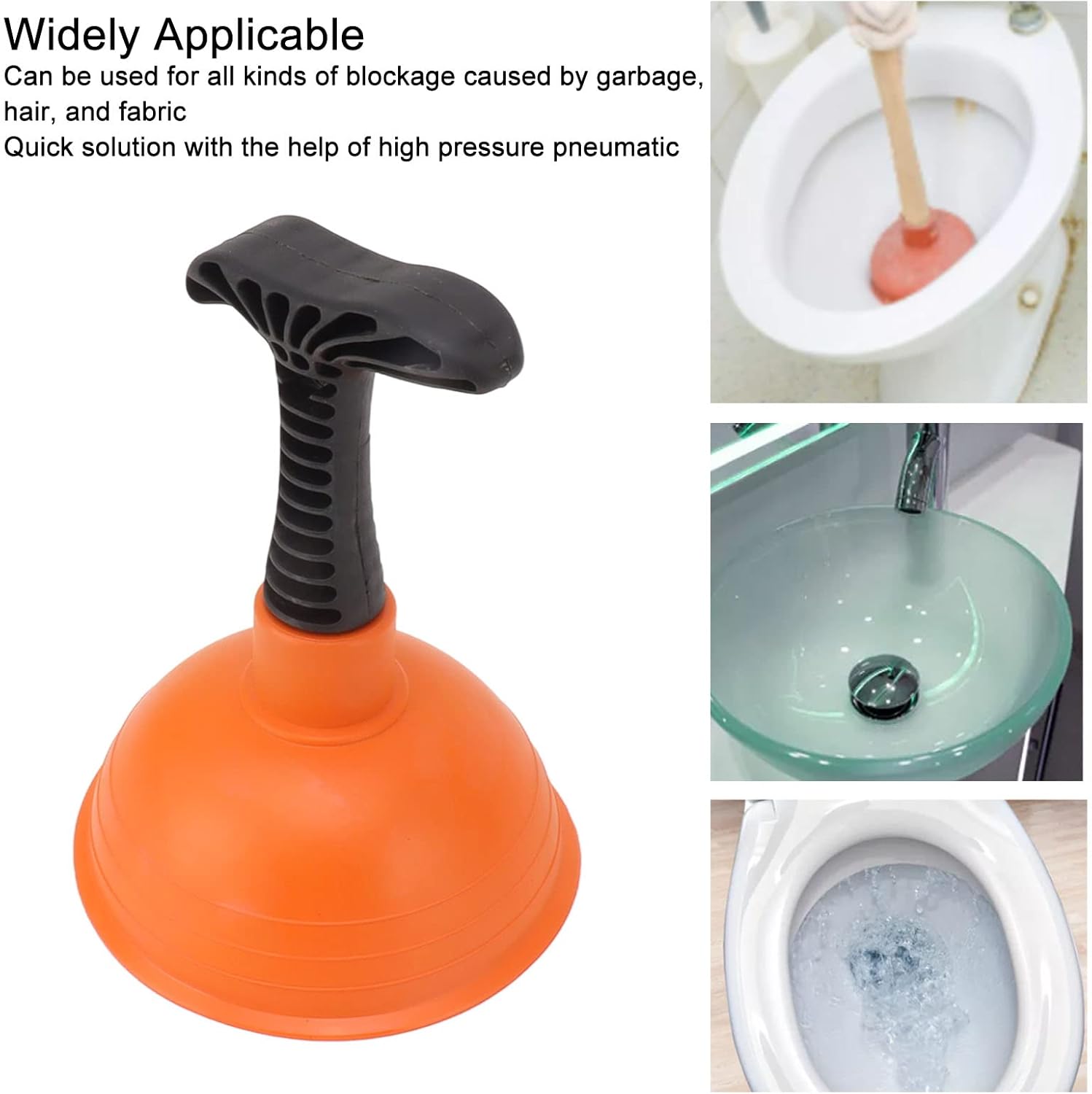 JERYS Mini Drain Plunger Slip Proof Handle for Kitchen and Toilet