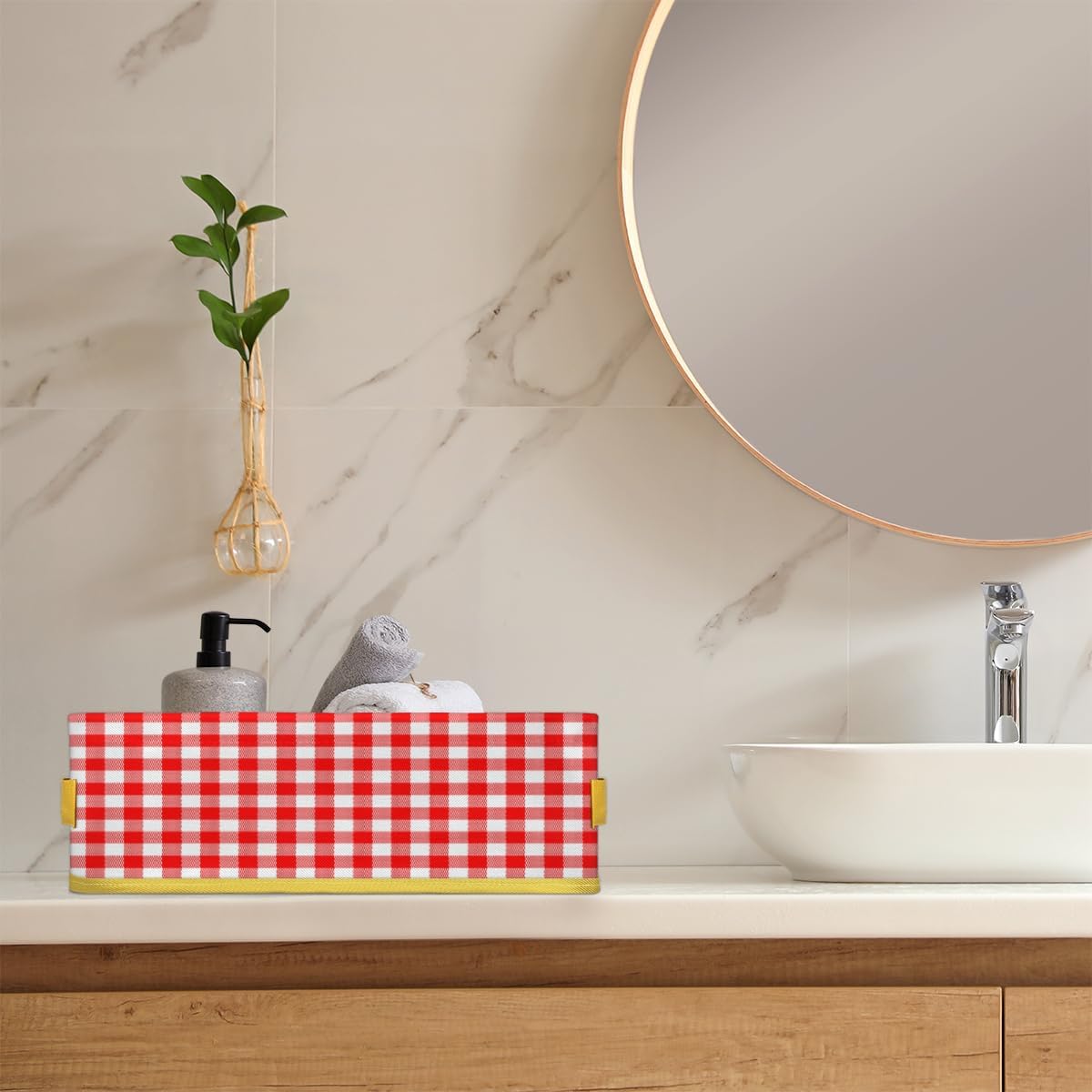 Red Plaid Toilet Paper Baskets Set of 2