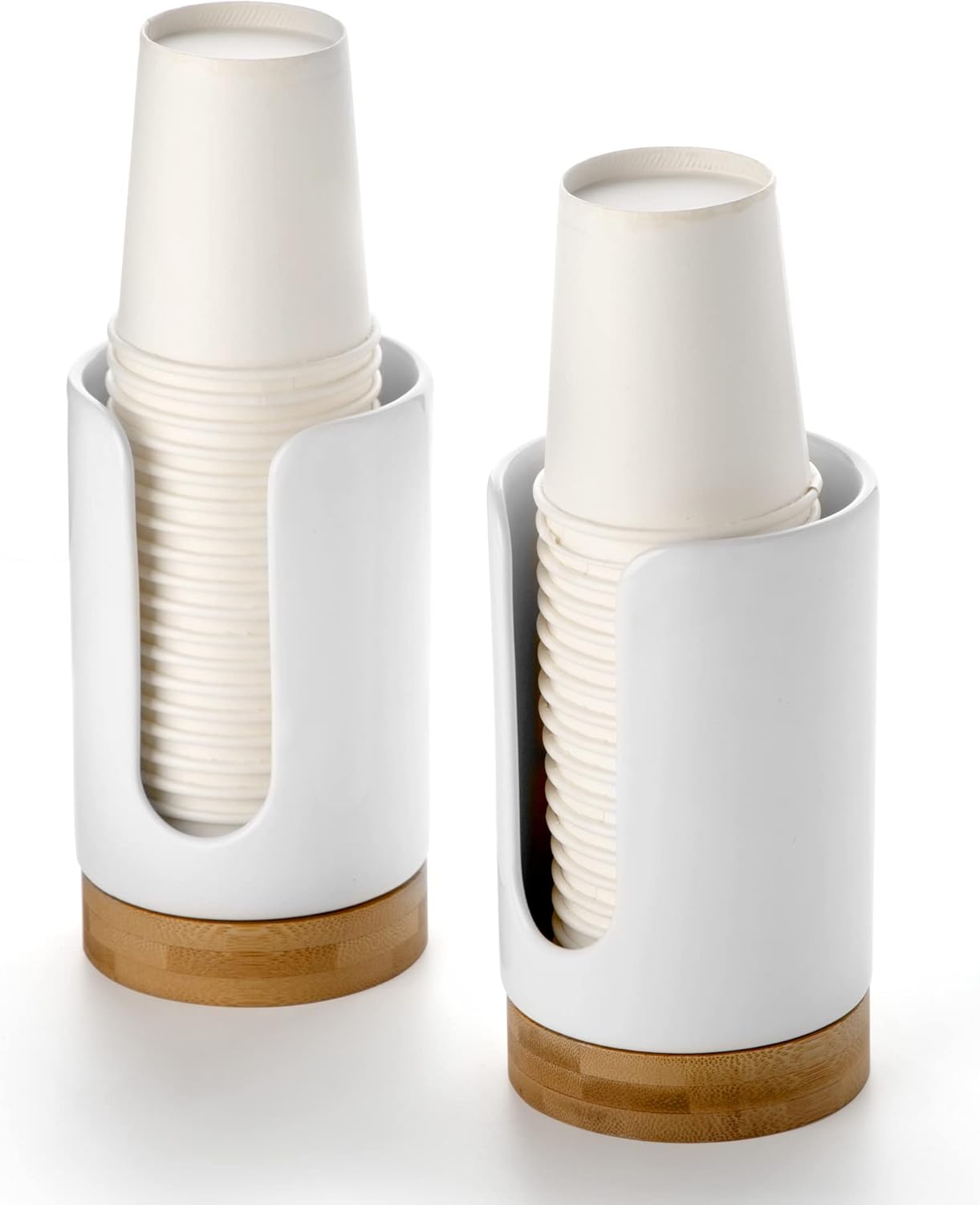 Viosuniu Ceramic Cups Dispenser - 2 Pack BPA Free White