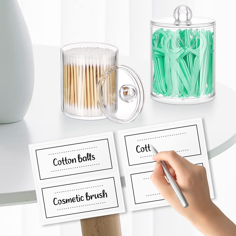 MEFAN Qtip Holder Dispenser 4 Pack Clear Plastic Jars