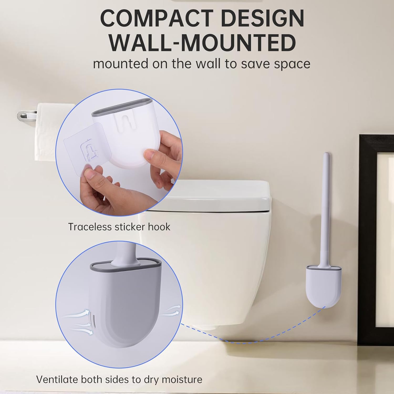 RV Toilet Bowl Brush with Anti-Roll and Anti-Drip Design