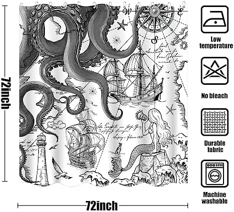 Fungarth Nautical Octopus Shower Curtain Set