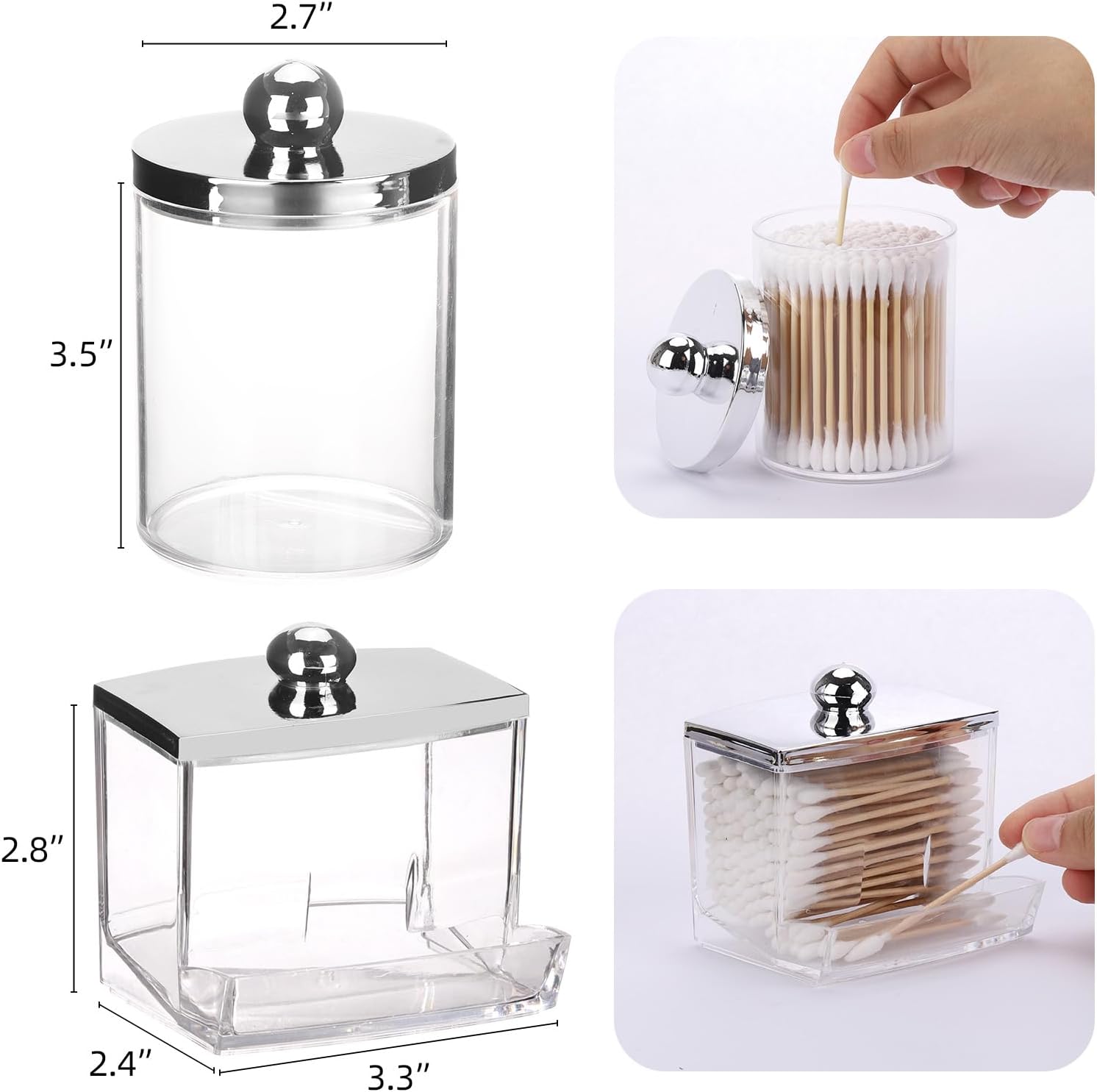 Tbestmax 2 Pack Qtip Holder - Durable Storage Canisters