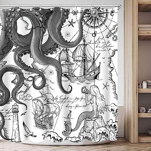 Fungarth Nautical Octopus Shower Curtain Set