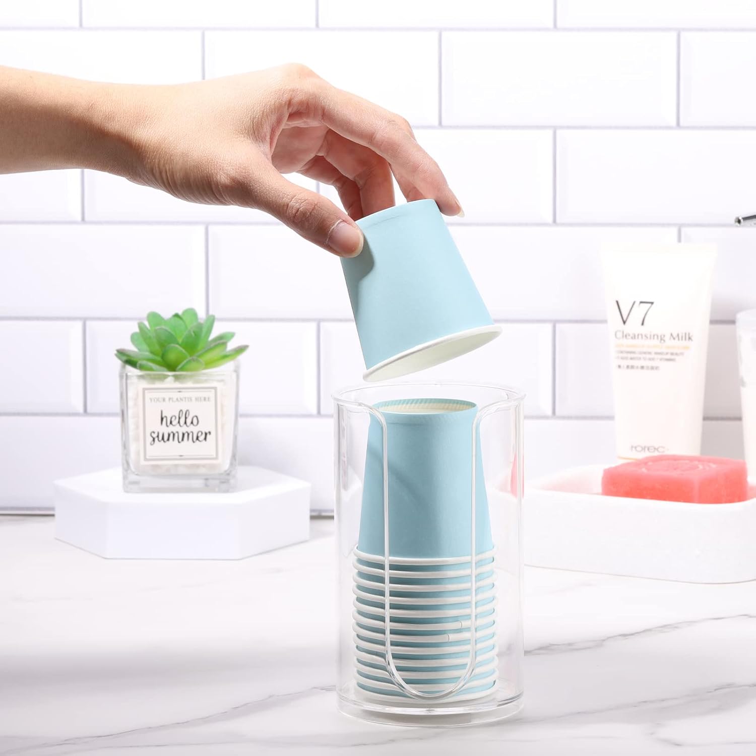 LoveBB Clear Cup Dispenser for Bathroom Use