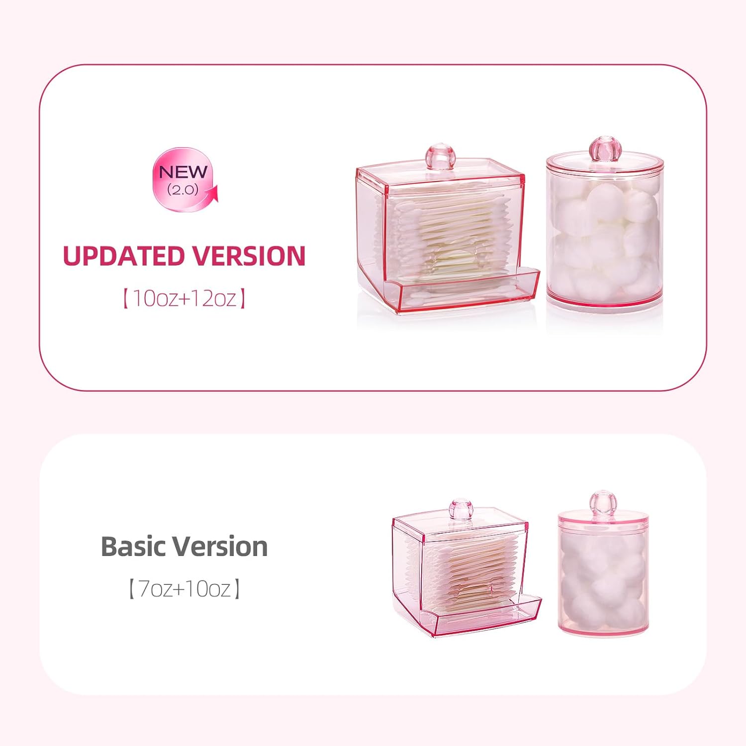 Tbestmax Pink Qtips Dispenser with Cotton Ball Holder