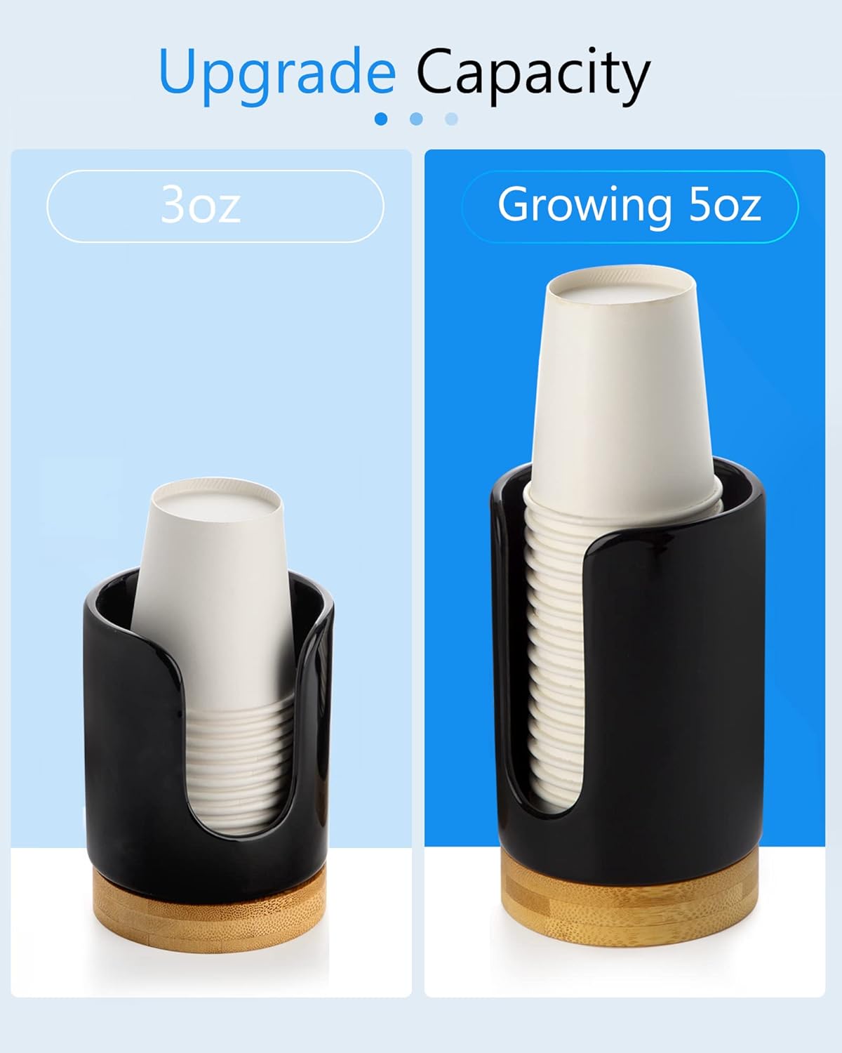 Viosuniu 5oz Ceramic Cup Dispenser 2 Pack Black