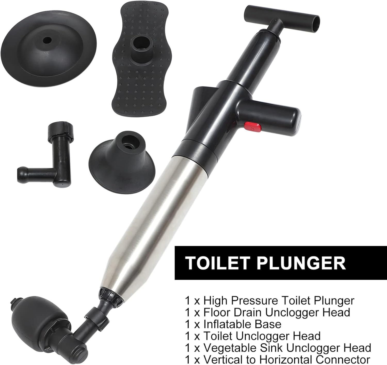 DOITOOL High Pressure Air Drain Plunger Set for Toilets and Sinks