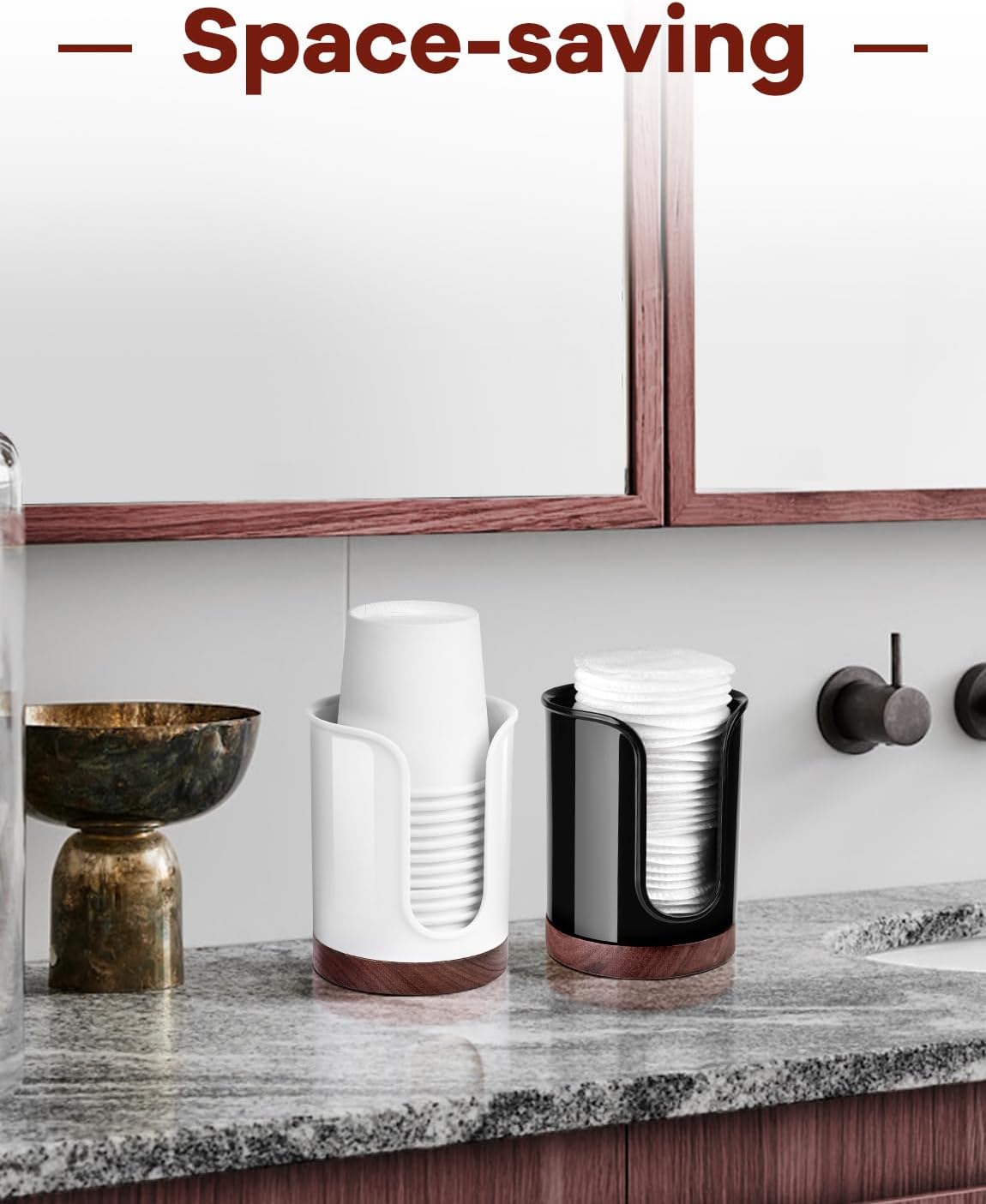 Premium Bathroom Cup Dispenser - PCWalnut White Pack of 1 1