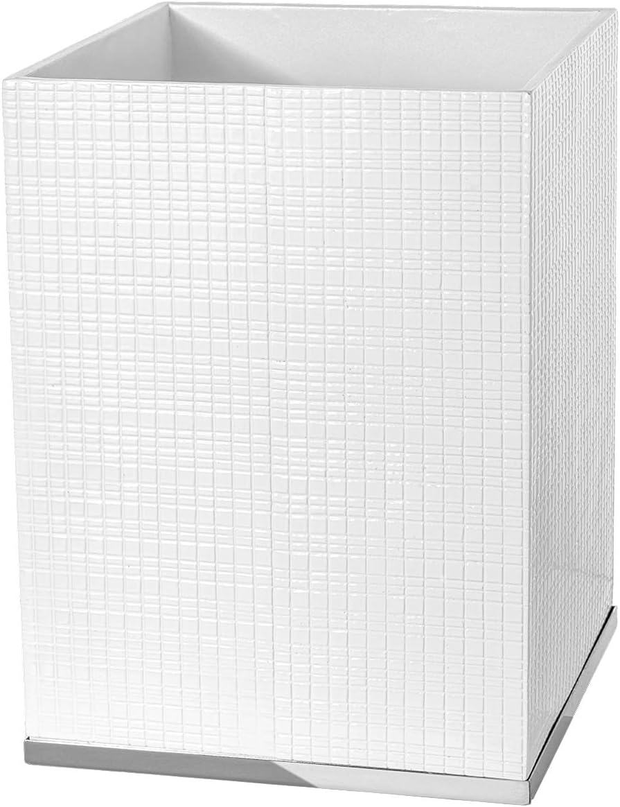 Estella Small White Bathroom Trash Can - Decorative Durable