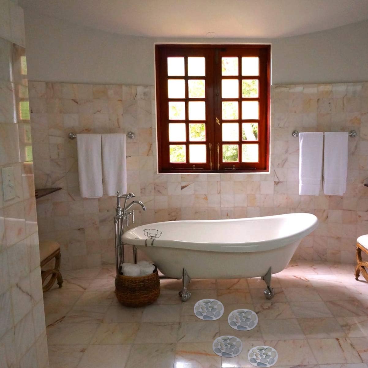Wakauto 4Pcs Slip Bathroom Stickers with Scraper