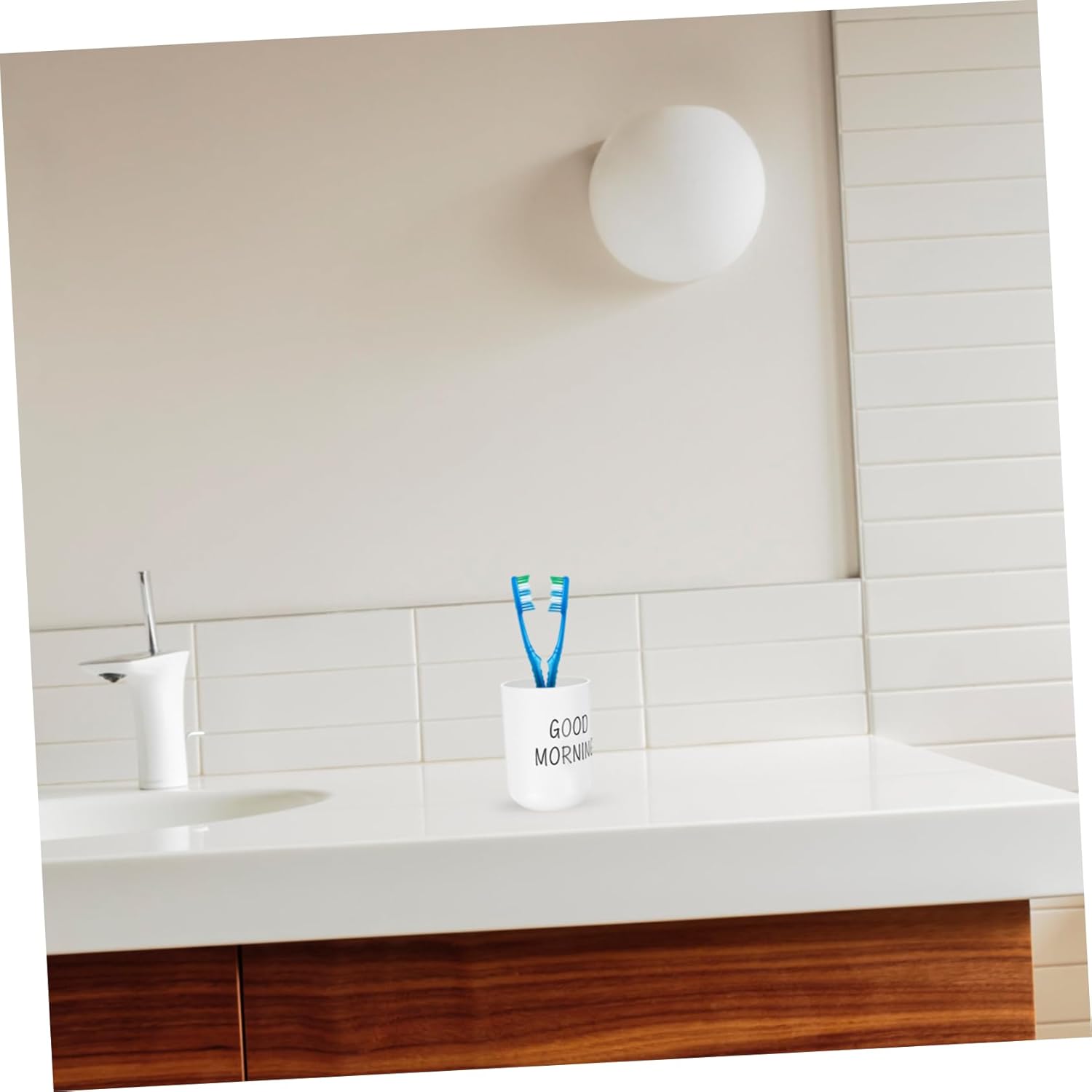 2pcs Frosted Bathroom Toothbrush Holder Cups Modern Design