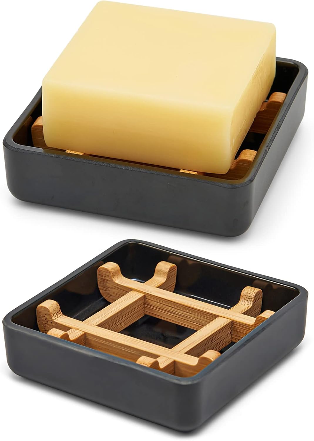 Bamboo Soap Dish with Drainage for Bathroom Sink