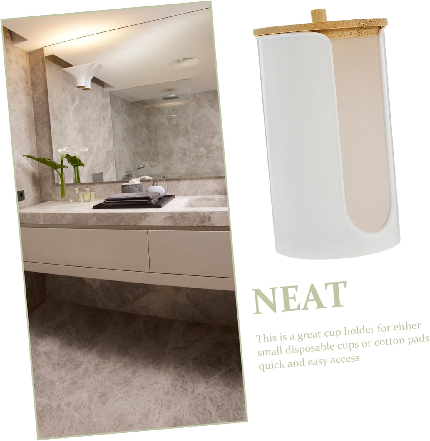 Zerodeko White Cup Holder Bathroom Dispenser
